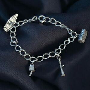 Vintage silver tone charm bracelet